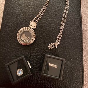Harley Davidson Skull charm necklace